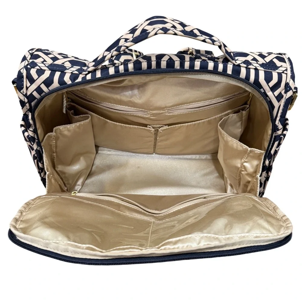 Jujube BFF Diaper Bag Duchess‎ Navy Cream Geometric Backpack Messenger Bag